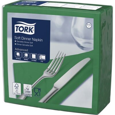 Tork Middagsserviet, 3-Lag, Mørkegrøn, 100 Stk. Tork Middagsserviet, 3-Lag, Mørkegrøn, 100 Stk.