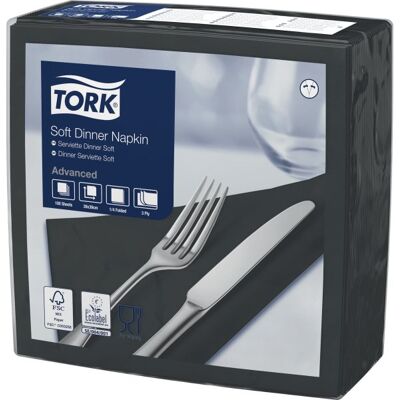 Tork Middagsserviet, 3-Lag, Sort, 100 Stk. Tork Middagsserviet, 3-Lag, Sort, 100 Stk.