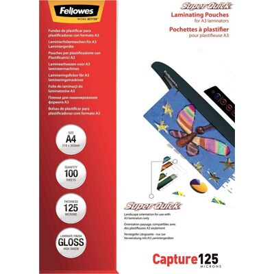 Fellowes Capture Highspeed 125mic A4 Lamlomme Glos Fellowes Capture Highspeed 125mic A4 Lamlomme Glos