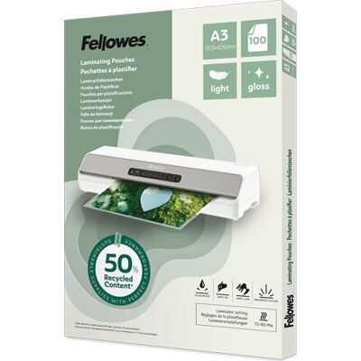 Fellowes A3 Lamineringslommer, 80 Mic, Gloss Fellowes A3 Lamineringslommer, 80 Mic, Gloss