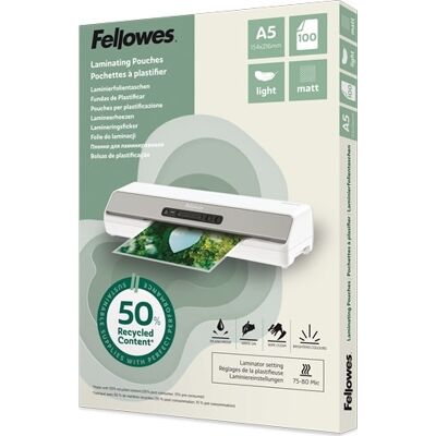 Fellowes A5 Lamineringslommer, 80 Mic, Mat Fellowes A5 Lamineringslommer, 80 Mic, Mat