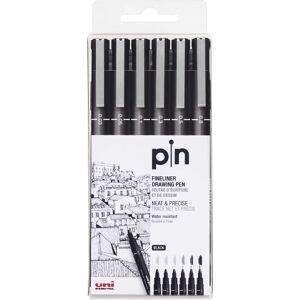 Uni Pin Fineliner   6 Stk   0,03-0,8 Mm   Sort