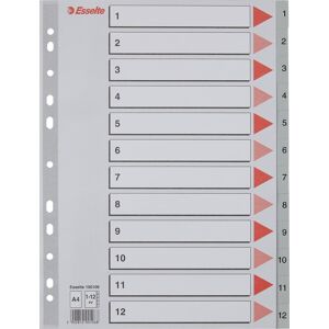 Esselte Register   A4   Plast   Grå   1-12