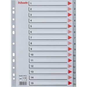 Esselte Register   A4   Plast   Grå   1-15