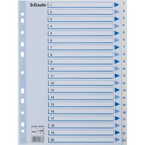 Esselte Register   A4   Plast   Hvid   1-20