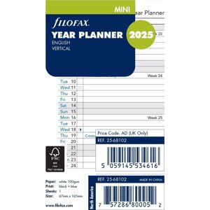 Filofax 2025 Refill   Mini   Årsplan   Engelsk