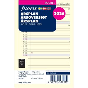 Filofax 2026 Refill   Pocket   Årsplan