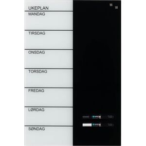 Naga Magnetisk Glas Ugetavle, 60x40 Cm, Norsk Naga Magnetisk Glas Ugetavle, 60x40 Cm, Norsk