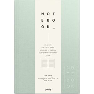 Burde Notesbog, Tekstil, A5, Linjeret, Green Burde Notesbog, Tekstil, A5, Linjeret, Green