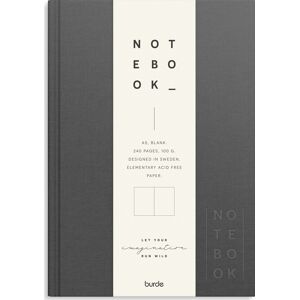 Burde Notesbog, Tekstil, A5, Blank, Dark Grey Burde Notesbog, Tekstil, A5, Blank, Dark Grey
