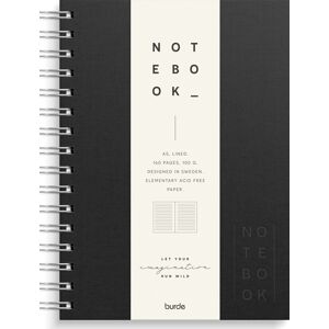 Burde Notesbog, Tekstil, A5, Linjeret, Black Burde Notesbog, Tekstil, A5, Linjeret, Black
