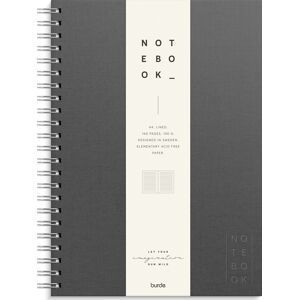 Burde Notesbog, Tekstil, A4, Linjeret, Dark Grey Burde Notesbog, Tekstil, A4, Linjeret, Dark Grey