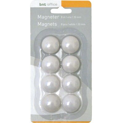 Office Magneter Til Whiteboard 20mm, 8 Stk, Hvid Office Magneter Til Whiteboard 20mm, 8 Stk, Hvid