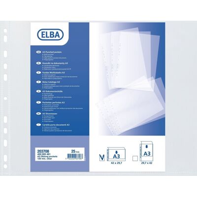 Elba Oxford Lomme A3 Tværformat 120 My 25 Stk. Elba Oxford Lomme A3 Tværformat 120 My 25 Stk.