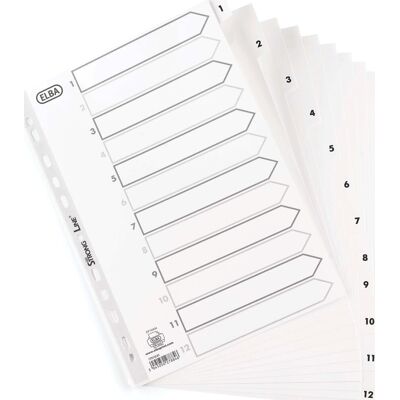 Elba Oxford Register A4 Plast Hvid 1-12 Elba Oxford Register A4 Plast Hvid 1-12