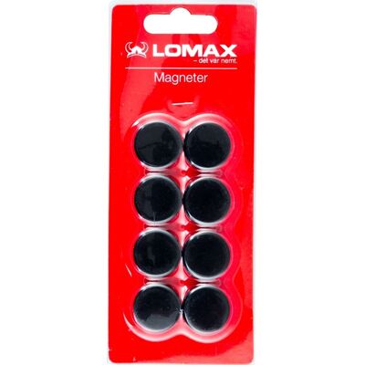 Lomax Runde Whiteboard Magneter, 8 Stk, 2 Cm, Sort Lomax Runde Whiteboard Magneter, 8 Stk, 2 Cm, Sort