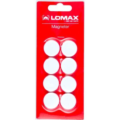 Lomax Runde Whiteboard Magneter, 8 Stk, 2 Cm, Hvid Lomax Runde Whiteboard Magneter, 8 Stk, 2 Cm, Hvid