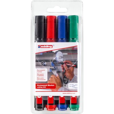 Edding 300 Permanent Marker 4 Farver Edding 300 Permanent Marker 4 Farver