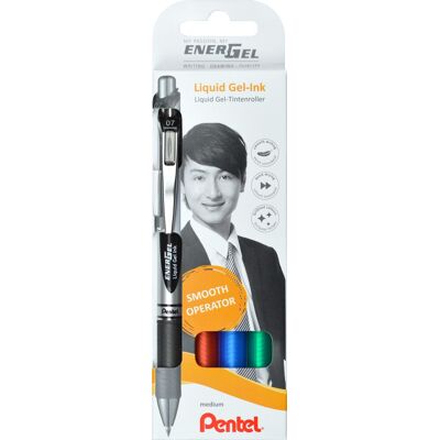 Pentel Energel Bl77 Rollerpen 4 Klassiske Farver Pentel Energel Bl77 Rollerpen 4 Klassiske Farver