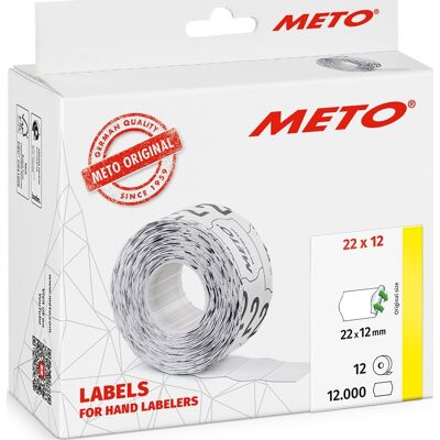 Meto Pristiketter Aft. 22x12 Mm Hvid 12 Rl. Meto Pristiketter Aft. 22x12 Mm Hvid 12 Rl.