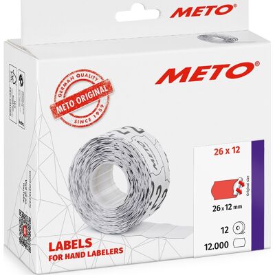 Meto Prisetiketter Perm. 26x12 Mm Rød 12 Rl. Meto Prisetiketter Perm. 26x12 Mm Rød 12 Rl.