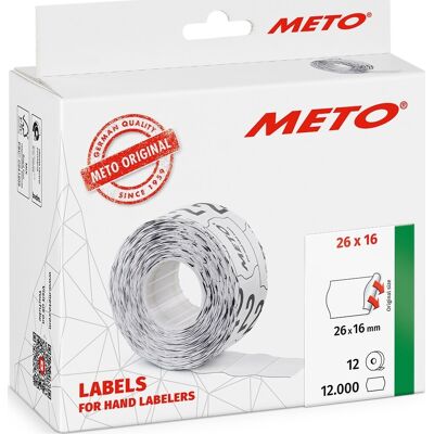 Meto Pristiketter Perm. 26x16 Mm Hvid 12 Rl. Meto Pristiketter Perm. 26x16 Mm Hvid 12 Rl.