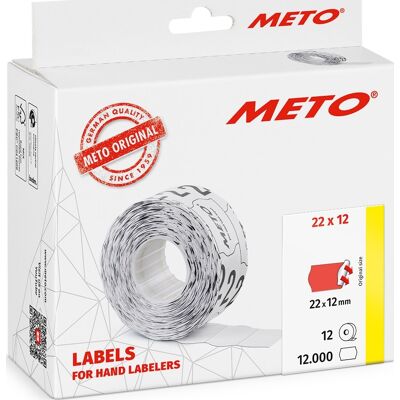 Meto Pristiketter Perm. 22x12 Mm Rød 12 Rl. Meto Pristiketter Perm. 22x12 Mm Rød 12 Rl.