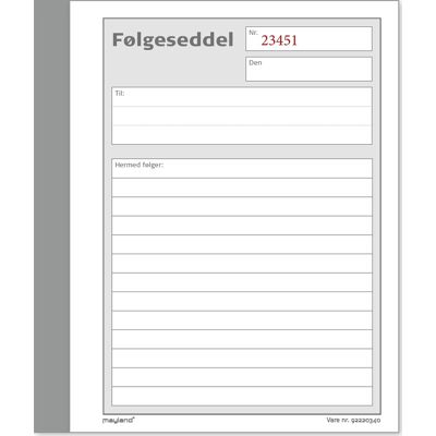 Mayland Blanket Følgeseddelbog 3x50 Blade Mayland Blanket Følgeseddelbog 3x50 Blade