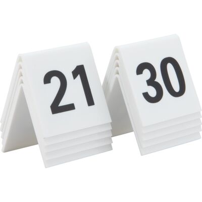 Securit 21-30 Bordnummer Sæt - Akryl, Hvid med Sorte Tal Securit 21-30 Bordnummer Sæt - Akryl, Hvid med Sorte Tal