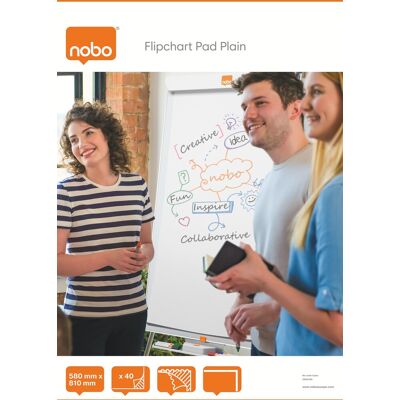 Nobo Flipoverpapir, Blank, 58x81 Cm, 40 Ark Nobo Flipoverpapir, Blank, 58x81 Cm, 40 Ark