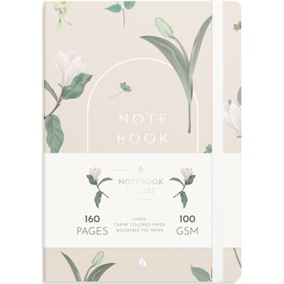 Burde Deluxe Notesbog, A5, Linjeret, Floral Burde Deluxe Notesbog, A5, Linjeret, Floral