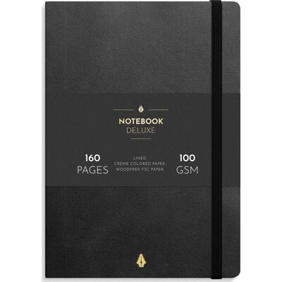 Burde Deluxe Notesbog, A5, Linjeret, Black Burde Deluxe Notesbog, A5, Linjeret, Black