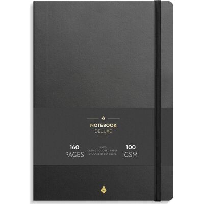Burde Deluxe Notesbog, B5, Linjeret, Black Burde Deluxe Notesbog, B5, Linjeret, Black
