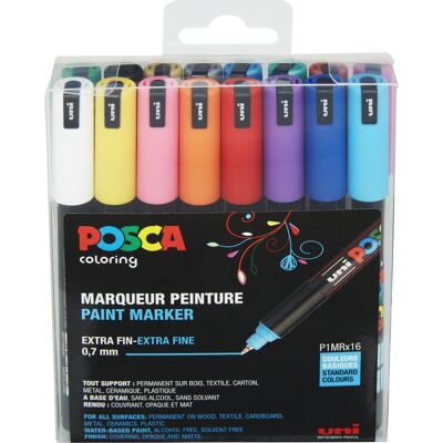 Posca Marker Pc-1mr 0,7 Mm 16 Standardfarver Posca Marker Pc-1mr 0,7 Mm 16 Standardfarver