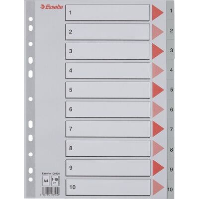 Esselte Register A4 Plast Grå 1-10 Esselte Register A4 Plast Grå 1-10