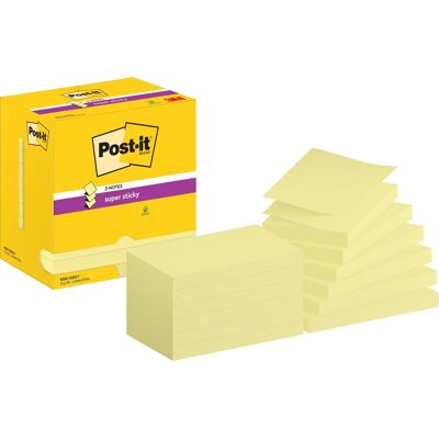 Post-It Super Sticky Z-Notes 76x127 Mm Gul Post-It Super Sticky Z-Notes 76x127 Mm Gul