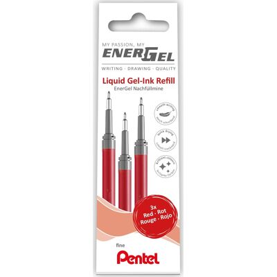 Pentel Energel Refill 0,5 Rød 3 Stk. Pentel Energel Refill 0,5 Rød 3 Stk.