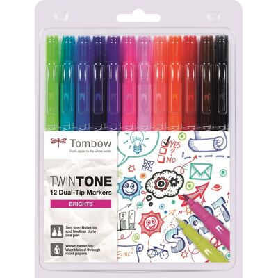 Tombow Twintone Markere Bright 12 Stk. Tombow Twintone Markere Bright 12 Stk.