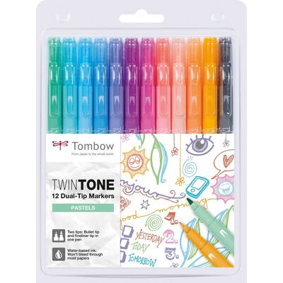 Tombow Twintone Markere Pastel 12 Stk. Tombow Twintone Markere Pastel 12 Stk.