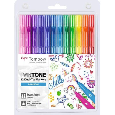 Tombow Twintone Markere Rainbow 12 Stk. Tombow Twintone Markere Rainbow 12 Stk.