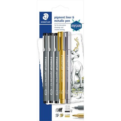 Staedtler Dj Pigment Liner & Metallic Marker Sæt Staedtler Dj Pigment Liner & Metallic Marker Sæt