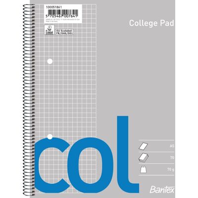 Bantex Col Kollegieblok A5+ Kvadreret Bantex Col Kollegieblok A5+ Kvadreret