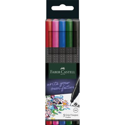 Faber-Castell Grip Fineliner 5 Farver Faber-Castell Grip Fineliner 5 Farver