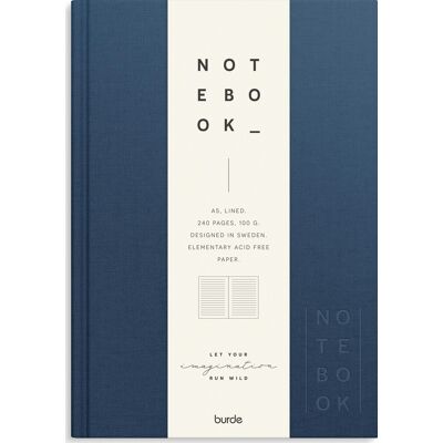 Burde Notesbog, Tekstil, A5, Linjeret, Dark Blue Burde Notesbog, Tekstil, A5, Linjeret, Dark Blue