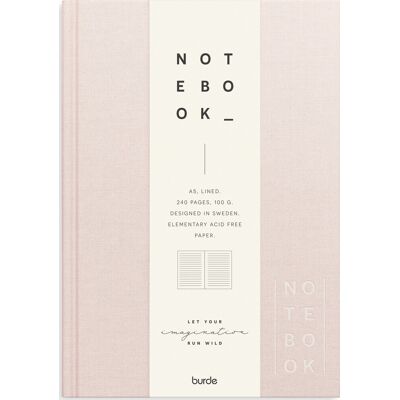 Burde Notesbog, Tekstil, A5, Linjeret, Pink Burde Notesbog, Tekstil, A5, Linjeret, Pink