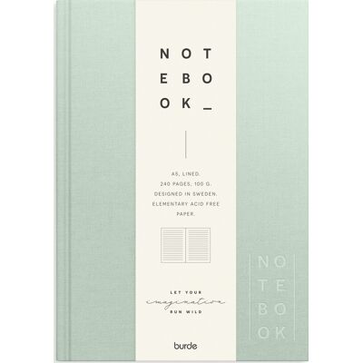 Burde Notesbog, Tekstil, A5, Linjeret, Green Burde Notesbog, Tekstil, A5, Linjeret, Green