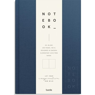 Burde Notesbog, Tekstil, A5, Blank, Dark Blue Burde Notesbog, Tekstil, A5, Blank, Dark Blue