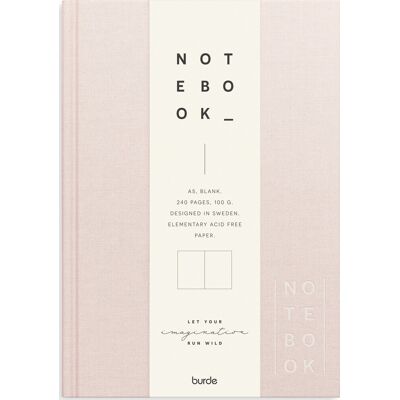 Burde Notesbog, Tekstil, A5, Blank, Pink Burde Notesbog, Tekstil, A5, Blank, Pink
