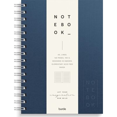 Burde Notesbog, Tekstil, A5, Linjeret, Dark Blue Burde Notesbog, Tekstil, A5, Linjeret, Dark Blue
