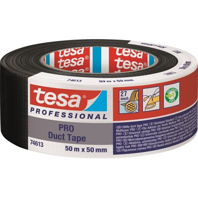 Tesa Pro Lærredstape, 50mm X 50m, Sort Tesa Pro Lærredstape, 50mm X 50m, Sort